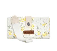 Montana West Wrangler Wristlet Wallets for Women Large RFID Blocking Wallet Ladies Female Bifold Clutch Wallet with ID Window, Daisy-Apricot, Large Western Floral Wristlet Wallet for Women