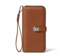 Montana West Wristlet Wallets for Women Large Capacity Bifold Wallet Elegant Creidt Card Clutch Wallets with ID Window and Latch, A-Brown