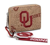 Montana West X NCAA Small Wallet for Women with Detachable Wristlet, RFID Blocking, Slim Compact Credit Card Holder & Coin Purse - Gift for Women & Teenager Girls, OU-Apricot