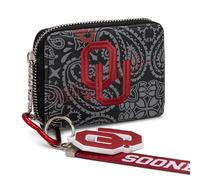 Montana West x NCAA Small Wallet for Women with Detachable Wristlet RFID Blocking Slim Compact Credit Card Holder&Coin Purse, OU-Black, Contemporary