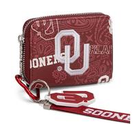 Montana West X NCAA Small Wallet for Women with Detachable Wristlet, RFID Blocking, Slim Compact Credit Card Holder & Coin Purse - Gift for Women & Teenager Girls, OU-Red