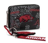 Montana West X NCAA Small Wallet for Women with Detachable Wristlet, RFID Blocking, Slim Compact Credit Card Holder & Coin Purse - Gift for Women & Teenager Girls, AFU-Black