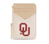 Montana West X NCAA Sport Slim Minimalist Card Holder Wallet, RFID Blocking Front Pocket Wallet with Wristlet Keychain & Zipper Pocket for Men & Women, OU-Beige, Modern