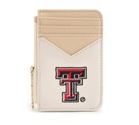 Montana West X NCAA Sport Slim Minimalist Card Holder Wallet, RFID Blocking Front Pocket Wallet with Wristlet Keychain & Zipper Pocket for Men & Women, TTU-Beige