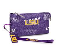 Montana West X NCAA Sport Wallet for Women, Zippered Dual Compartment, Around Card Holder, Large Capacity Wristlet Clutch, Lsu-purple