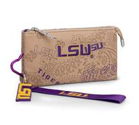 Montana West X NCAA Sport Wallet for Women, Zippered Dual Compartment, Around Card Holder, Large Capacity Wristlet Clutch, Lsu-khaki