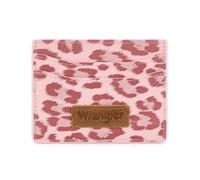 Montana West X Wrangler Credit Card Holder for Women RFID Blocking Keychain Wallet with ID Window and Zipper Coin Pocket, Leopard -Pink
