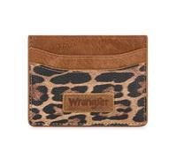 Montana West X Wrangler Credit Card Holder for Women RFID Blocking Keychain Wallet with ID Window and Zipper Coin Pocket, Leopard -Brown