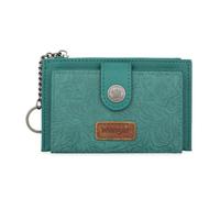 Montana West X Wrangler Credit Card Holder for Women Western Floral Keychain Wallet Slim and Compact Easy to Carry, Turquoise, Western