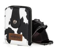 Montana West X Wrangler Credit Card Holder Wallets for Women Compact Credit Card Case With Smooth Zipper and ID Window, Cow-Black, Mini, Western
