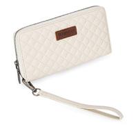 Montana West X Wrangler Large Quilted Wallet for Women with a Detachable Wristlet & Rfid Lining, Beige, L, Retro