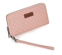 Montana West X Wrangler Large Quilted Wallet for Women with a Detachable Wristlet & Rfid Lining, Dark Pink, L, Retro