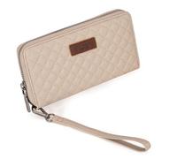 Montana West X Wrangler Large Quilted Wallet for Women with a Detachable Wristlet & Rfid Lining, Tan, L, Retro