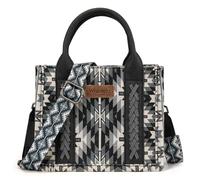 Montana West x Wrangler Mini Tote Bag for Women Small Western Crossbody Purse Aztec Top Handle Handbags, Black, S