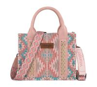 Montana West x Wrangler Mini Tote Bag for Women Small Western Crossbody Purse Aztec Top Handle Handbags, Light Pink, S