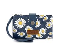 Montana West X Wrangler Small Wallets Woman, Wristlet Bifold Wallet Card Cases & Money Organizers RFID Blocking Wallet, Flower-Black, S, Contemporary