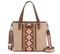 Montana West X Wrangler Tote Bag for Women Western Purses with Detachable Strap Medium Satchel Handbags, Khaki, M