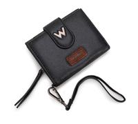 Montana West X Wrangler Wallet for Women Bifold Small Wallet RFID Blocking Wristlet Wallets with Zipper Coin Pocket, Black, S, Casual