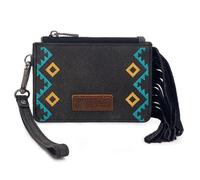 Montana West X Wrangler Wallet for Women Small RFID Wallet Credit Card Holder Womens Wallets with Wristlet Strap ID Window, Black, S, Retro