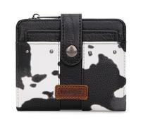 Montana West X Wrangler Wallet Women Small Bifold Wallet Womens Ladies Female Credit Card Wallet with Removable ID Window, Full Cow-Black, Western