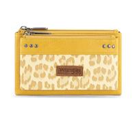 Montana West X Wrangler Wallets for Women Western Double Zipper Wallets Large Capacity Card Cases & Money Organizers, Yellow, Casual