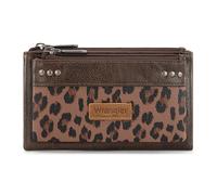Montana West X Wrangler Wallets for Women Western Double Zipper Wallets Large Capacity Card Cases & Money Organizers, Coffee, 7.2 x 4.5 x 1 inches, Casual
