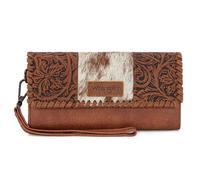 Montana West X Wrangler Western Wallets for Women, Trifold Wrist Wallets, Large Capacity Clutch Wallet with Wallet, Horsehair - Brown, western