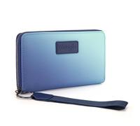 Montana West X Wrangler Wristlet Wallets for Women Gradient Color Bifold Wallet Large Capacity RFID Blocking Clutch Wallets with ID Window, Navy Blue