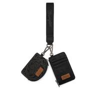 Montana WestxWrangler KeyChain Wristlet Wallets for Women Western Dual Pouch Wristlet Embroidered Boot Scroll Card Holder Wallet With Zipper, Tooling Black, S, Western