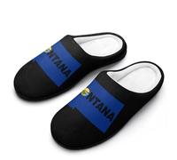 Montana1 State Map Flag Men's Soft Cotton Slippers with Memory Foam Anti-skid House Shoes for Travel Indoor Outdoor