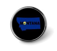 Montana1 State Map Flag Round Metal Badge Printed Brooches Cute Button Decorations Pins for Backpack Clothing