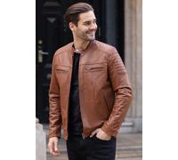 Ashwood Leather Men's 'Montaro' Real Leather Biker Jacket in Tan | Size: Large Ashwood Leather Tan L