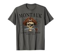 Montauk Long Island NY Pirate Skull Since 1686 Black T-Shirt