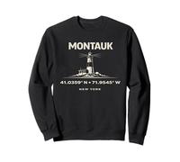 Montauk New York Lighthouse Coordinates Travel Design Sweatshirt