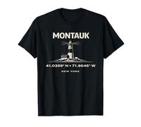 Montauk New York Lighthouse Coordinates Travel Design T-Shirt