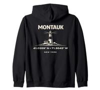 Montauk New York Lighthouse Coordinates Travel Design Zip Hoodie