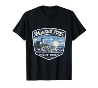 Montauk Point Lighthouse New York Coastal Ocean Sunset T-Shirt