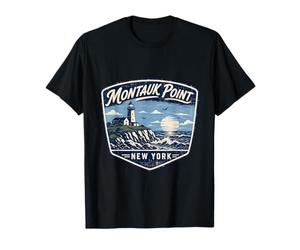 Montauk Point Lighthouse New York Coastal Ocean Sunset T-Shirt