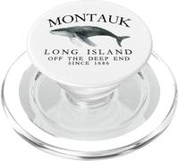 Montauk Whale LI Off The Deep End Since 1686 Black PopSockets PopGrip for MagSafe