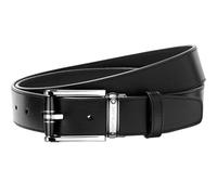 Montblanc Belt Rectangular Roll 3 Rings Motif Black Resin And Shiny Stainless Steel Pin Buckle Black Brown - Black MNT-091