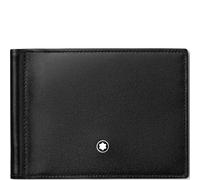 Montblanc Card Holder Meisterstuck Leather Wallet 6cc with Money Clip D - Silver MNT-505