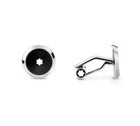 Montblanc Cufflinks Stainless Steel Black Resin Star - Silver MNT-511