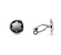 Montblanc Cufflinks Stainless Steel Onyx Star - Silver MNT-510