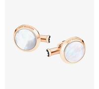 Montblanc Meisterstuck Round Rose Gold Tone Mother Of Pearl Cufflinks 116662