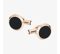 Montblanc Meisterstuck Round Rose Gold Tone Onyx Cufflinks 116663