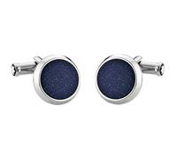 Montblanc Stainless Steel Blue Goldstone Round Cufflinks