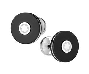 Montblanc Pix Men's Steel & Black Resin Round Cufflinks