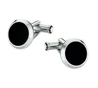 Montblanc Stainless Steel Black Onyx Round Cufflinks