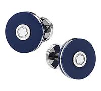 Montblanc Steel and Resin Cufflinks Blue Resin Alloy Steel, Alloy Steel Resin