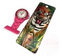 MontCherry 3D Bookmark and Prince NY London Rotating Unisex Nurses Fob Watch in Hot Pink Colour Combo Sold by Trendz